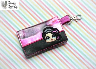 wavy hair doll mini wallet in the hoop embroidery design by spunky stitches