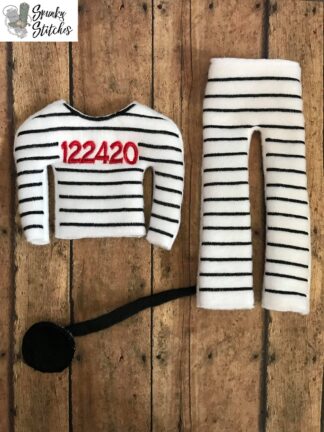 elf prisoner costume in the hoop embroidery design by spunky stitches
