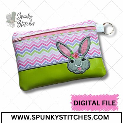 Bunny with flower headband Zipper Bag