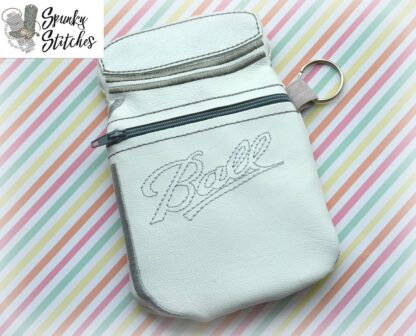mason jar zipper bag in the hoop embroidery file by spunky stitches