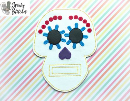 sugar skull silverware holder in the hoop embroidery file by spunky stitches