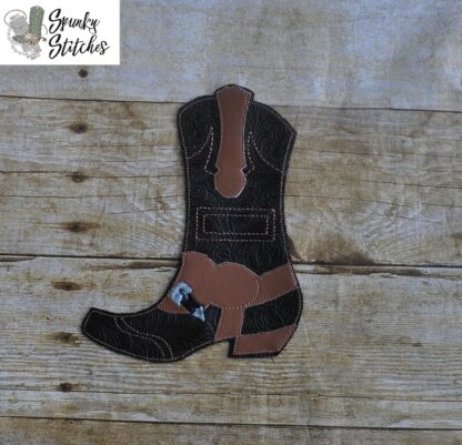 boot silverware holder in the hoop embroidery file by spunky stitches