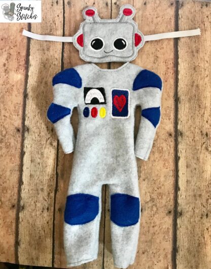 Robot Elf costume in the hoop embroidery file by spunky stitches