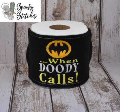 batman doody toilet paper wrap in the hoop embroidery file by spunky stitches