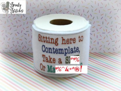 contemplate toilet paper wrap in the hoop embroidery file by spunky stitches