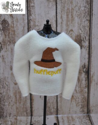 hufflepuff elf shirt in the hoop embroidery file by spunky stitches