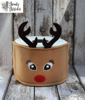 Reindeer Toilet Paper Wrap in the hoop embroidery file by spunky stitches