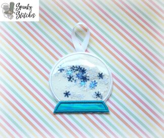 Snow Globe Ornament in the hoop embroidery file by spunky stitches