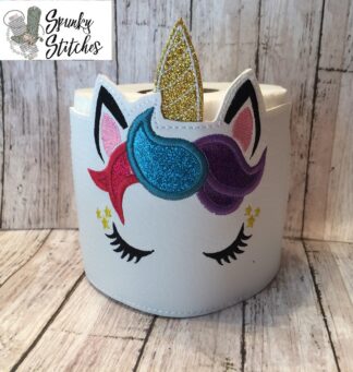 Unicorn Toilet Paper Wrap in the hoop embroidery file by spunky stitches