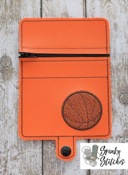 Basketball Mini Zipper Wallet in the hoop embroidery file by spunky stitches