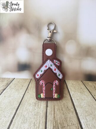 Gingerbread House Key Fob in the hoop embroidery file by spunky stitches