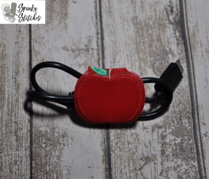 apple cord wrap in the hoop embroidery file by Spunky stitches