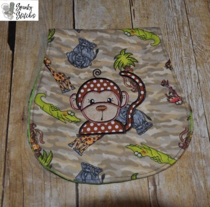 Monkey applique embroidery file by Spunky stitches