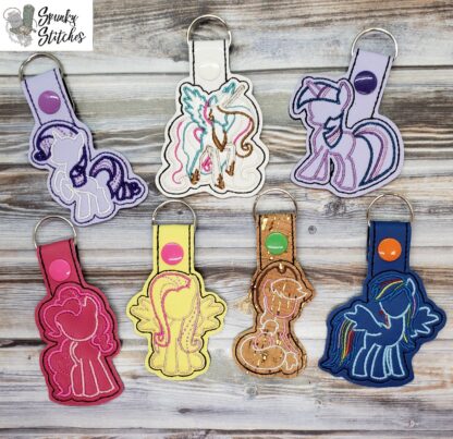 MLP key fob set in the hoop embroidery file by Spunky stitches