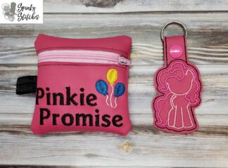 Pinkie Promise zipper bag in the hoop embroidery file by Spunky stitches