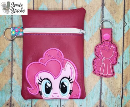 pinkie pie key fob set in the hoop embroidery file by Spunky stitches