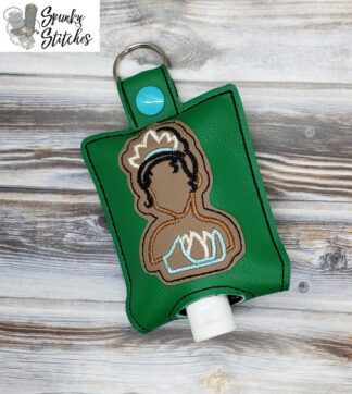 Tiana Hand Sanitizer Holder Key Fob in the hoop embroidery file by Spunky stitches