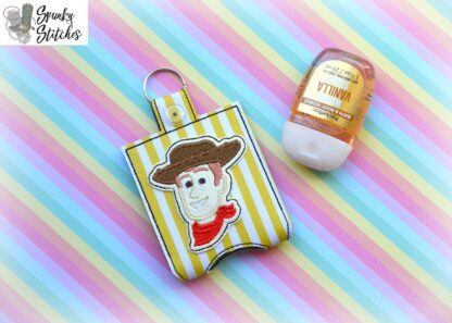 Woody Hand Sanitizer Holder Key Fob in the hoop embroidery file by Spunky stitches