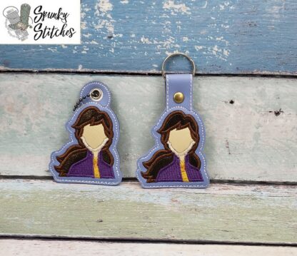 Sister Princess Outline Key Fob and Zipper Pull