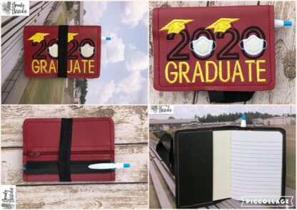 2020 Graduate with Mask Mini notebook Cover with Zipper Pocket.