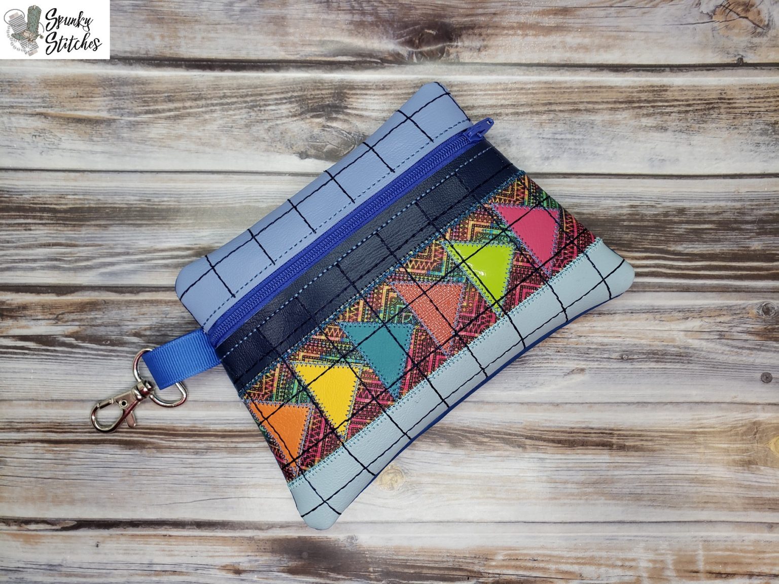 Slant Triangle Quilted Zipper Bag