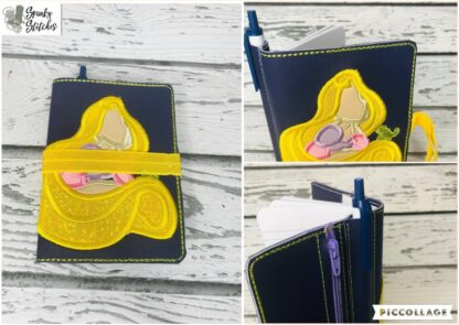 purple princess Outline Mini Notebook Cover with Zipper Pocket