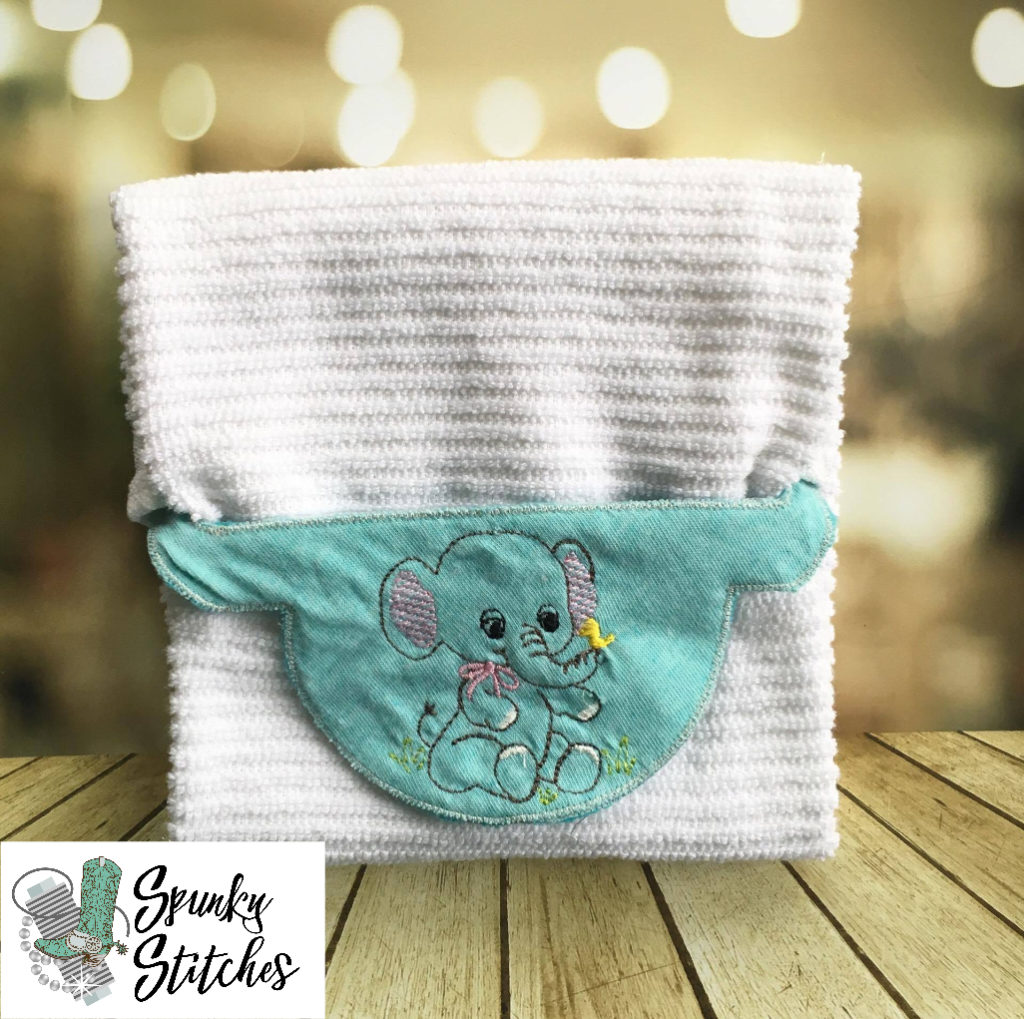 Baby Elephant Towel Holder or Burp Cloth holder