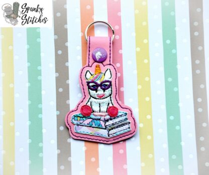 Nerdy Unicorn on Books Key Fob