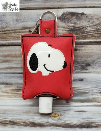 White Dog Hand Sanitizer Holder Key Fob