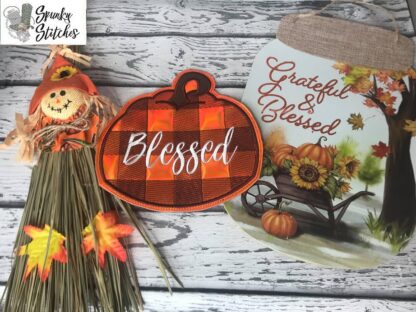 Checkered Blessed Pumpkin Wreath Parts