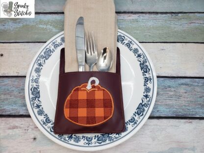 Checkered Pumpkin Silverware Holder