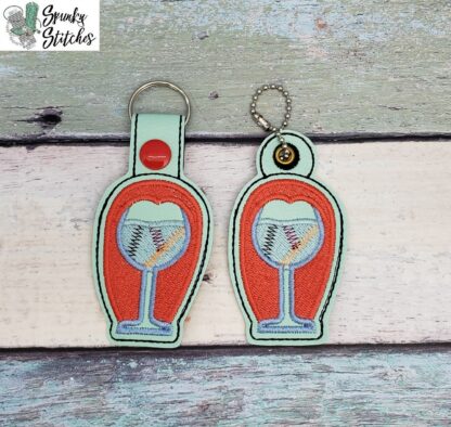 Sally Wine Glass Key Fob and Zipper Pull