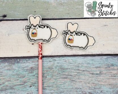 Fat Cat with Bunny Ears Pencil Topper