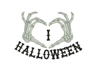 I Skeleton Heart Halloween Embroidery Design