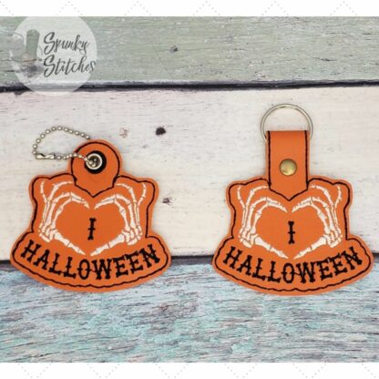 I Skeleton Heart Halloween Key Fob