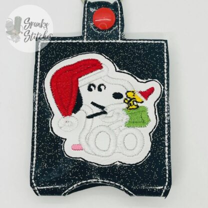 White Dog Christmas Hand Sanitizer Holder Key Fob