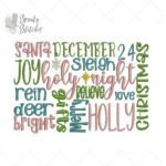 Christmas Word Art Embroidery Design