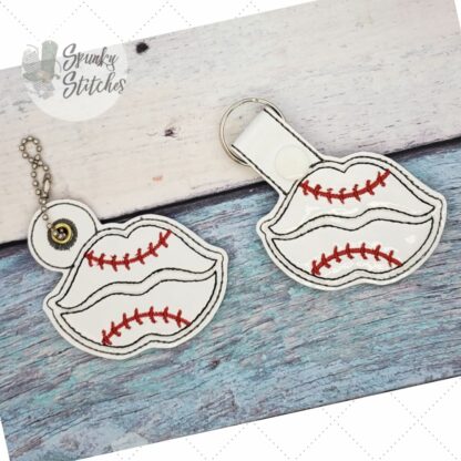 Baseball Lips Key Fob and Zipper Pull