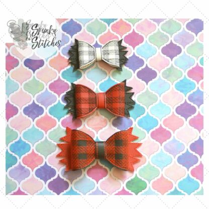 Plaid Bow set of 3 sizes with spikes