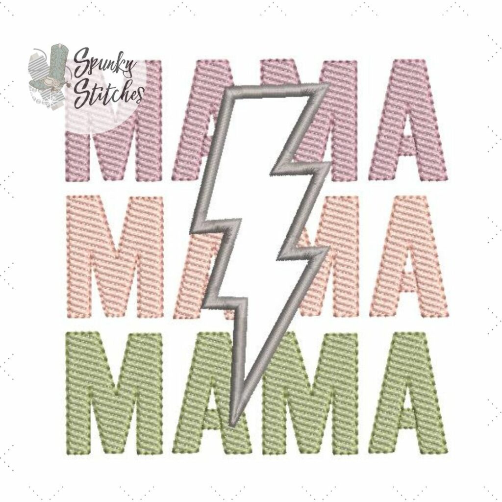 Lightening Bolt Mama Applique