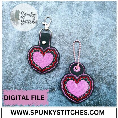 Scalloped Heart Key Fob and Zipper Pull