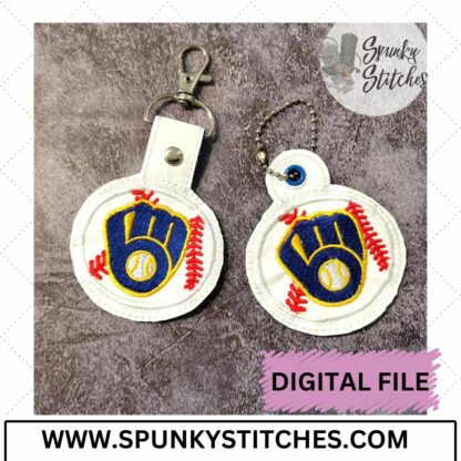 Brewers Baseball Key Fob and Zipper Pull