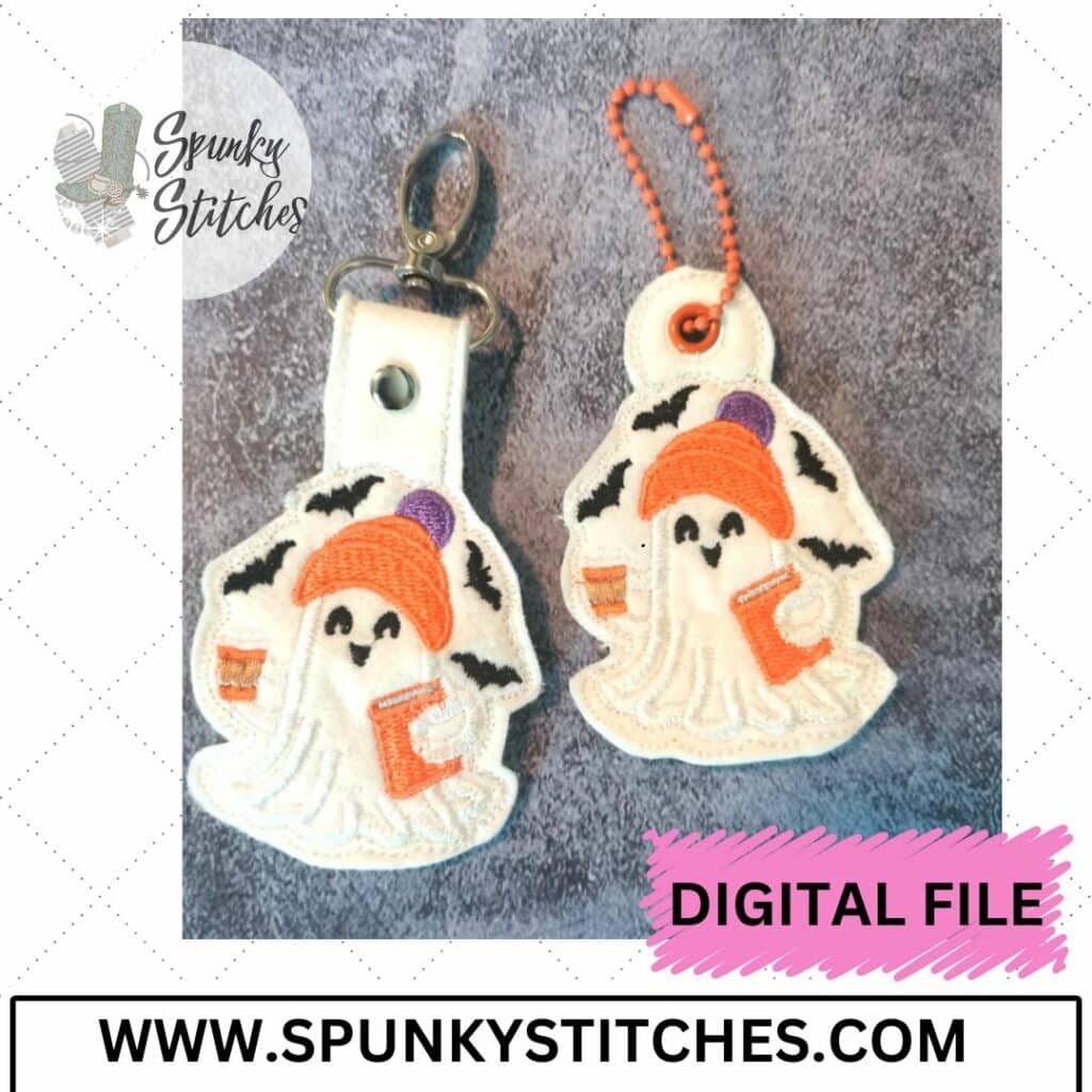 Ghost With A Book Key Fob and Zipper Pull