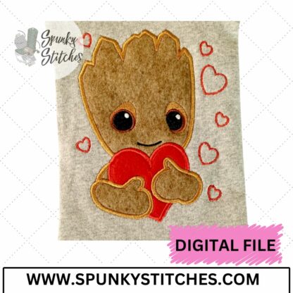 Little Tree Guy Heart Embroidery Applique