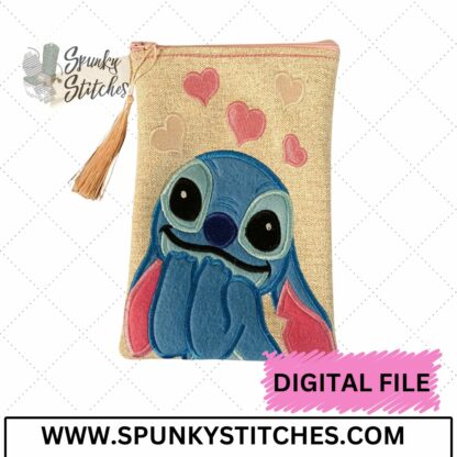 Blue Alien Hearts Zipper Bag