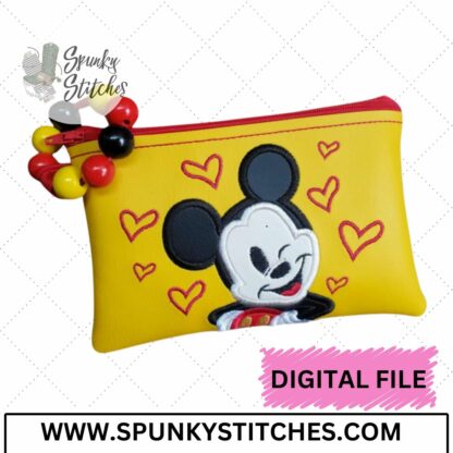 Boy Mouse Hearts Zipper Bag