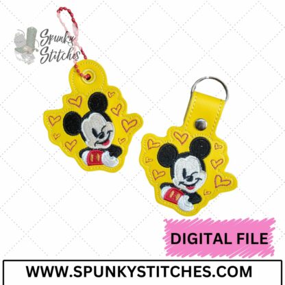 Boy Mouse Heart Key Fob and Zipper Pull