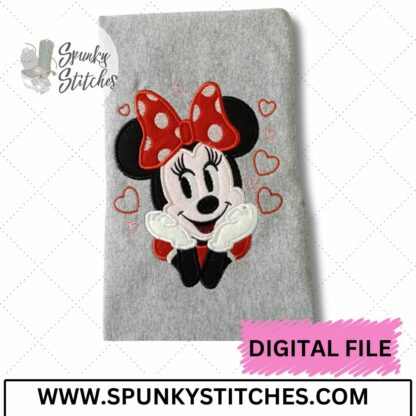 Girl Mouse Hearts Embroidery Applique