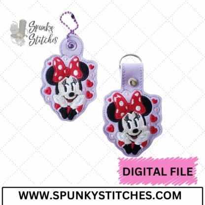 Girl Mouse Heart Key Fob and Zipper Pull