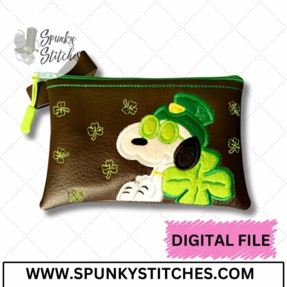 White Dog St. Patty's Day Zipper Bag